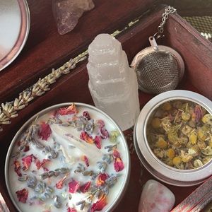 Crystal infused Candle tea infuser and tea blend